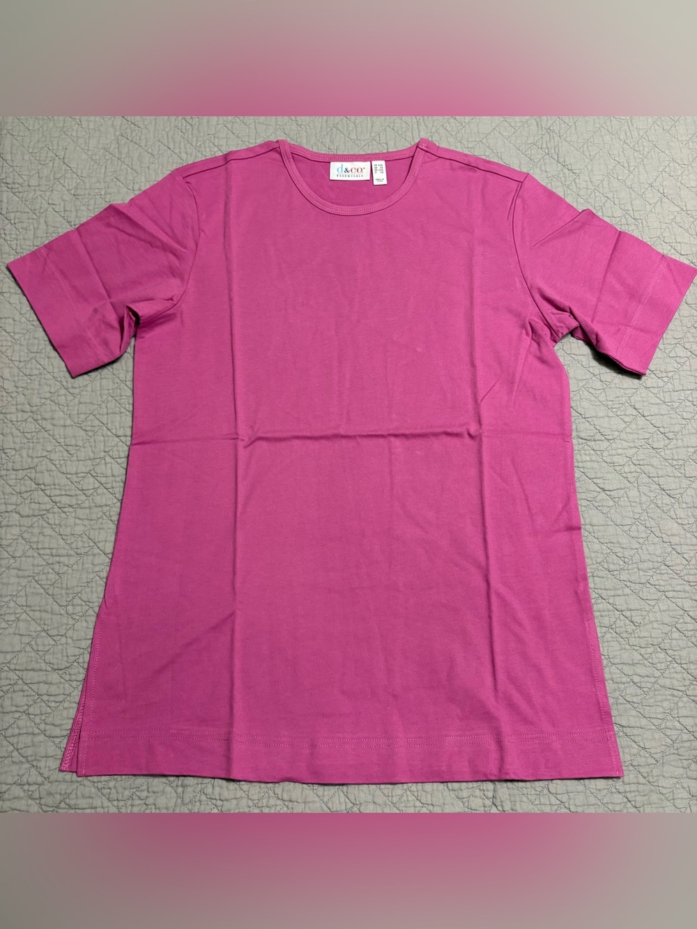 Denim & Co Shirt Womens XXS Pink T-Shirt d&co. Cotton Casual Lounge XX-Small